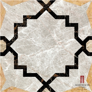 Chinese Factory Grey Marble Waterjet Medallion Marble Flooring Design