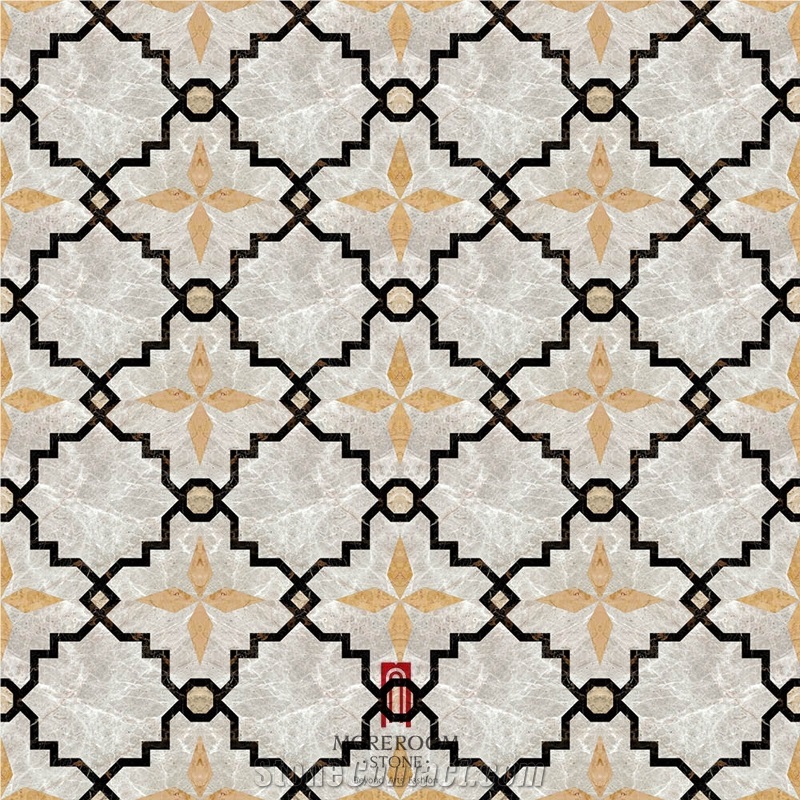 Chinese Factory Grey Marble Waterjet Medallion Marble Flooring Design