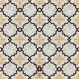 Chinese Factory Grey Marble Waterjet Medallion Marble Flooring Design