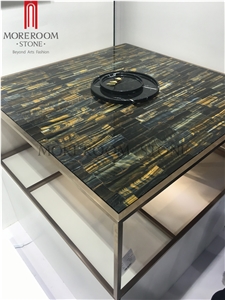 Polished Gemstone Tiger Eye Countertop for Sale