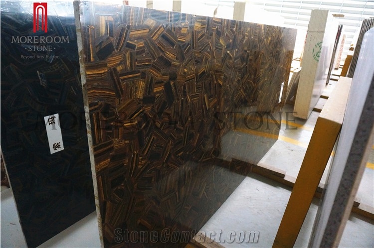 Polished Gemstone Tiger Eye Countertop for Sale