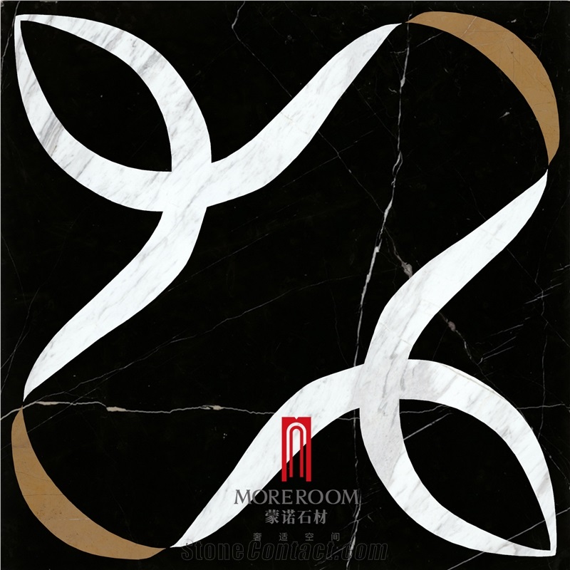 Spanish Marble Tiles Dark Emperador Marble Water Jet Medallions Inlay Medallion Flooring Marble, White Marble Stone Tiles, Laminated Medallion,Decorative Stone
