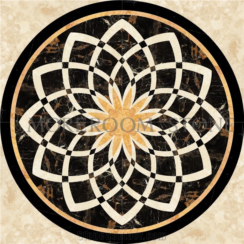 Turkey Berman Beige Floor Medallions Composited Medallion Flower Design Marble Water Jet Marble Medallions Wall Medallions, Berman Cream Marble Composited Medallion