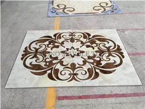 Turkey Berman Beige Floor Medallions Composited Medallion Flower Design Marble Water Jet Marble Medallions Wall Medallions, Berman Cream Marble Composited Medallion
