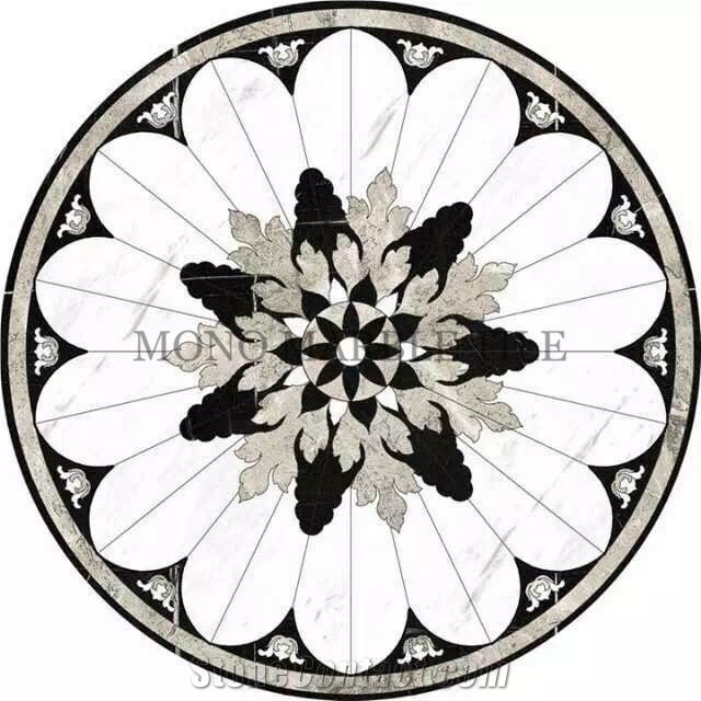 Turkey Berman Beige Floor Medallions Composited Medallion Flower Design Marble Water Jet Marble Medallions Wall Medallions, Berman Cream Marble Composited Medallion