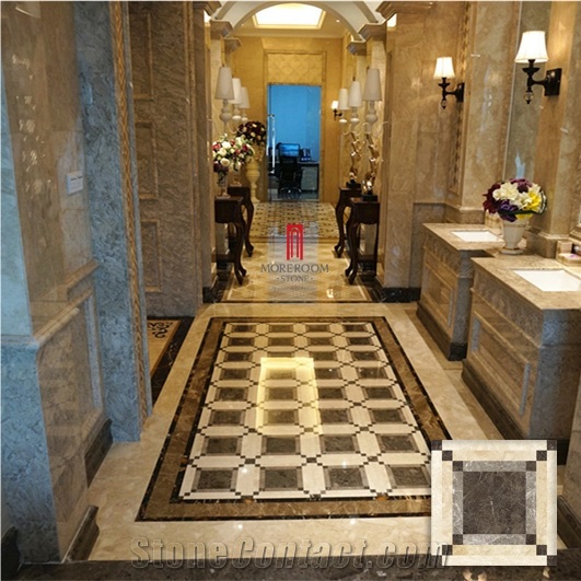 Turkey Cicily Grey Marble Cut to Size Thin Laminated Floor Medallion