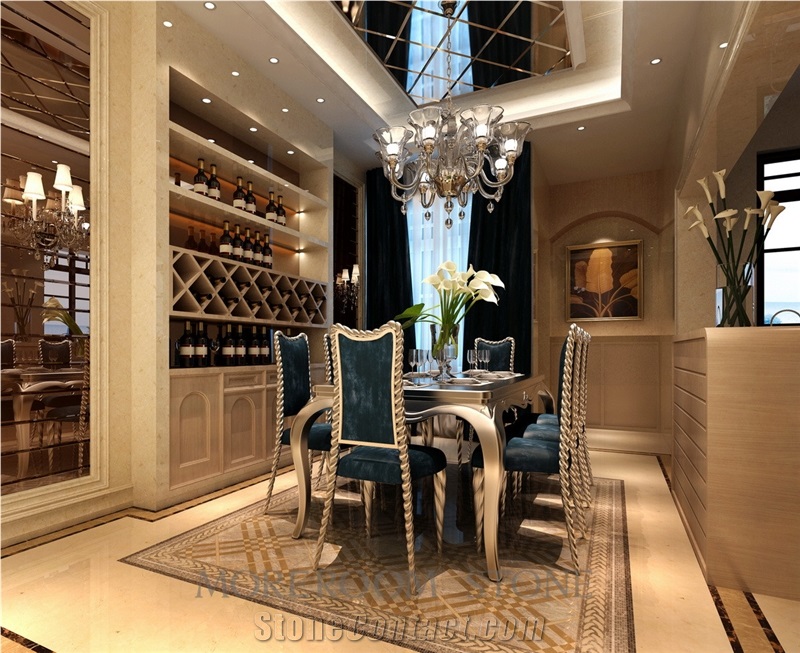 Venus Grey Marble & Gold Imperial Marble Waterjet Pattern with Porcelain Tile