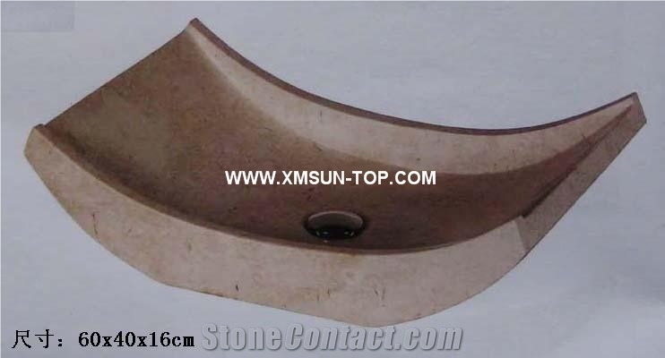 Beige Ship-Shape Kitchen Sinks&Basins(60*40*16cm)/Light Beige Bathroom Sinks&Basin/Ship-Shaped Sinks&Basins/Natural Stone Basins&Sinks/Wash Basins/Interior Decorative