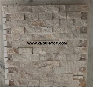 Beige Square Stone Mosaic/Natural Stone Linear Strips Mosaic/Stone Mosaic Patterns/Wall Mosaic/Interior Decoration/Customized Mosaic Tile/Mosaic Tile for Bathroom&Kitchen&Hotel Decoration