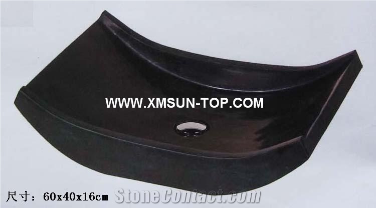 Black Ship-Shape Kitchen Sinks&Basins(60*40*16cm)/Dark Black Stone Bathroom Sinks&Basin/Ship-Shaped Sinks&Basins/Natural Stone Basins&Sinks/Wash Basins/Interior Decorative