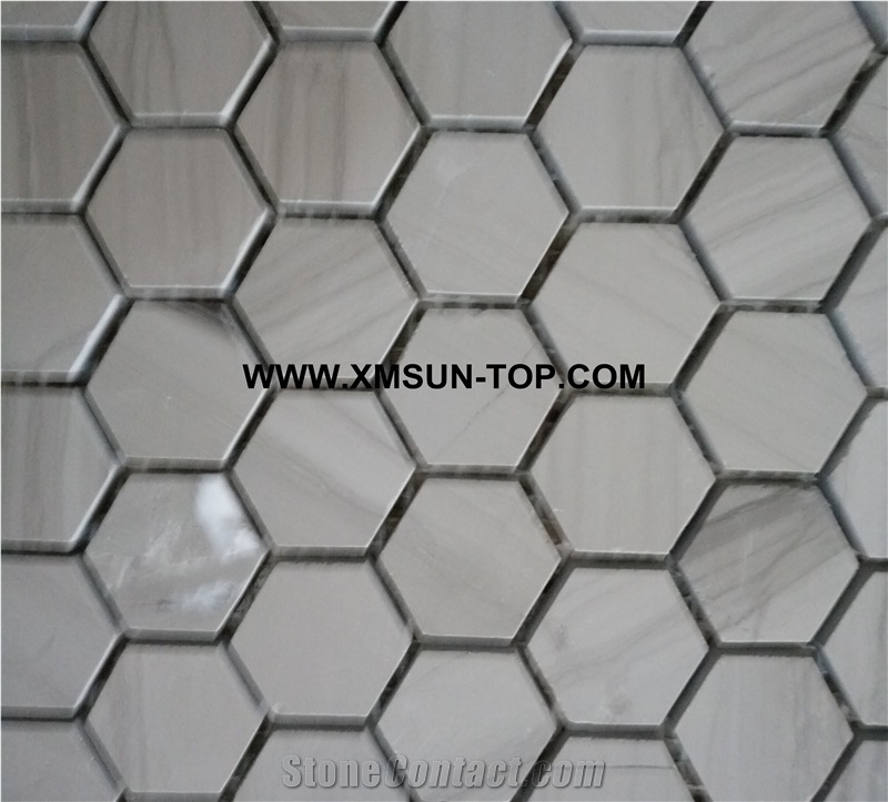 Dark Grey Hexagon Mosaic/Polished Decorative Mosaic/Stone Mosaic/Wall Mosaic/Floor Mosaic/Interior Decoration/Customized Mosaic Tile/Mosaic Tile for Bathroom&Kitchen&Hotel Decoration