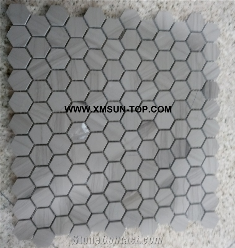 Dark Grey Hexagon Mosaic/Polished Decorative Mosaic/Stone Mosaic/Wall Mosaic/Floor Mosaic/Interior Decoration/Customized Mosaic Tile/Mosaic Tile for Bathroom&Kitchen&Hotel Decoration
