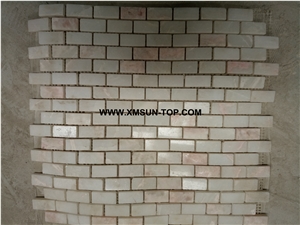 Light Pink Square Stone Mosaic/Polished Linear Strips Stone Mosaic/Wall Mosaic/Floor Mosaic/Interior Decoration/Customized Mosaic Tile/Mosaic Tile for Bathroom&Kitchen&Hotel Decoration