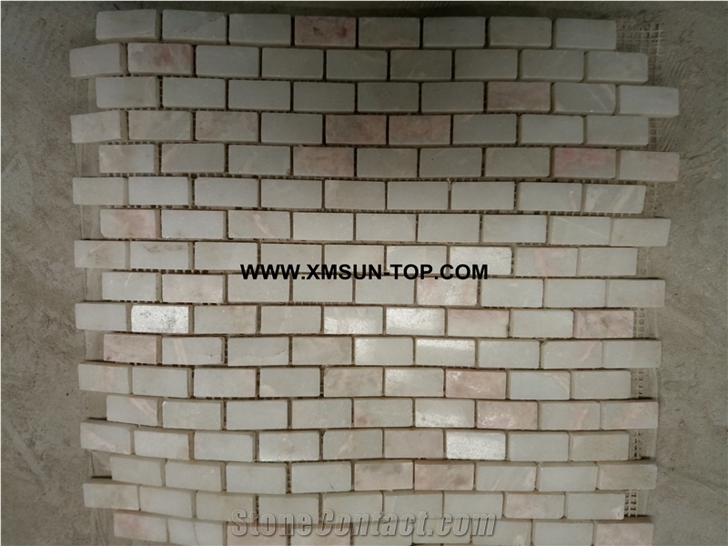 Light Pink Square Stone Mosaic/Polished Linear Strips Stone Mosaic/Wall Mosaic/Floor Mosaic/Interior Decoration/Customized Mosaic Tile/Mosaic Tile for Bathroom&Kitchen&Hotel Decoration