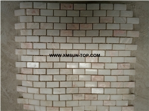 Light Pink Square Stone Mosaic/Polished Linear Strips Stone Mosaic/Wall Mosaic/Floor Mosaic/Interior Decoration/Customized Mosaic Tile/Mosaic Tile for Bathroom&Kitchen&Hotel Decoration