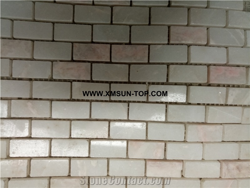 Light Pink Square Stone Mosaic/Polished Linear Strips Stone Mosaic/Wall Mosaic/Floor Mosaic/Interior Decoration/Customized Mosaic Tile/Mosaic Tile for Bathroom&Kitchen&Hotel Decoration