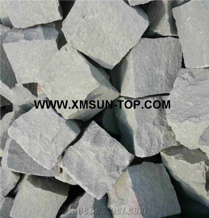 Raj Green Sandstone Cube Stone&Pavers/Light Green Sandstone Paving Sets/Natural Stone Courtyard Road Pavers/Green Sandstone Paving Stone/Walkway Paver/Sandstone Cobble Stone/Sandstone Floor Covering