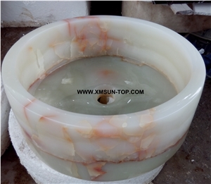 White Onyx with Pink Patterns Bathroom Sinks&Basin/Round Stone Sinks&Basins/Natural Stone Basins&Sinks/Wash Basins/Interior Decorative White Onyx with Pink Patterns Bathroom Sinks&Basin/Round Stone Sinks&Basins/Natural Stone Basins&Sinks/Wash Basins/Interior Decorative
