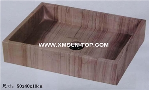 Wooden Grains Brown Kitchen Sinks&Basins(50*40*10cm)/Brown Stone Bathroom Sinks&Basin/Rectangle Sinks&Basins/Natural Stone Basins&Sinks/Wash Basins/Interior Decorative