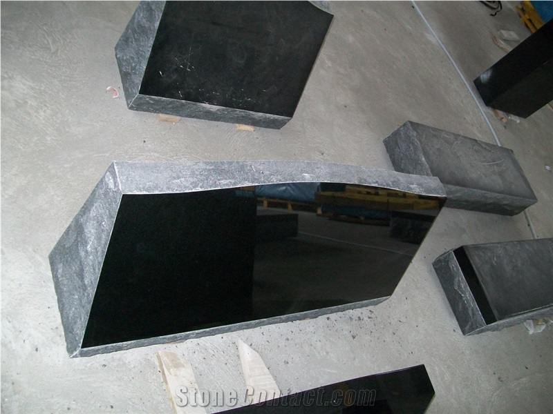Absolute Black Granite American Slant Grave Monument