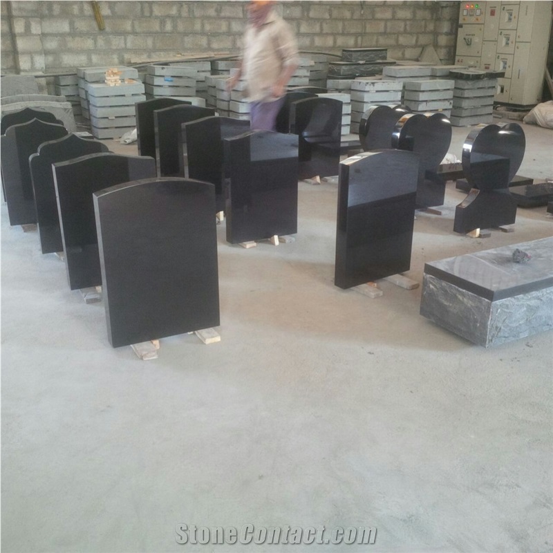 Absolute Black Granite American Slant Grave Monument