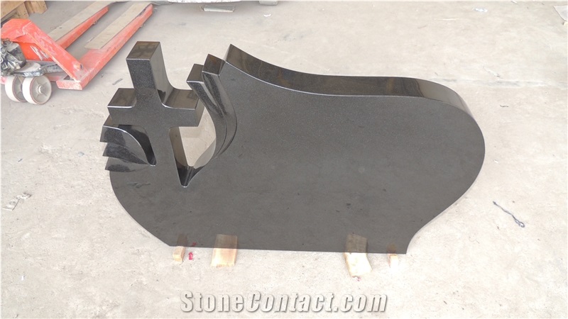 Absolute Black Granite American Slant Grave Monument