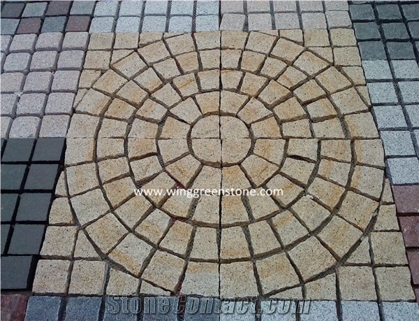 G682 Granite Exterior Paving Stone/ G682 Yellow Granite Cube Stone for Floor Covering,From Winggreen Stone