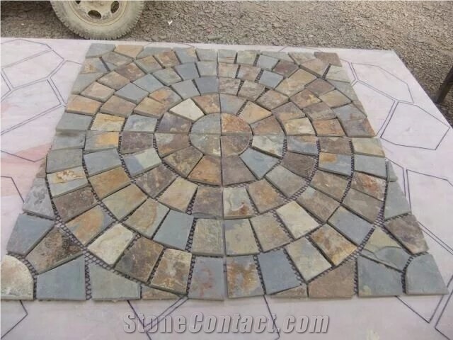 Black Slate Flagstone Meshmounted Pattern