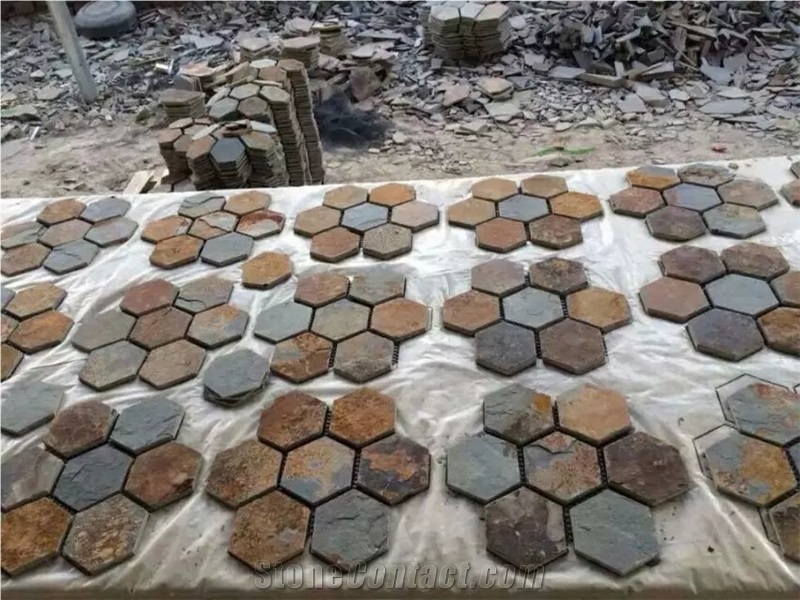 Black Slate Flagstone Meshmounted Pattern