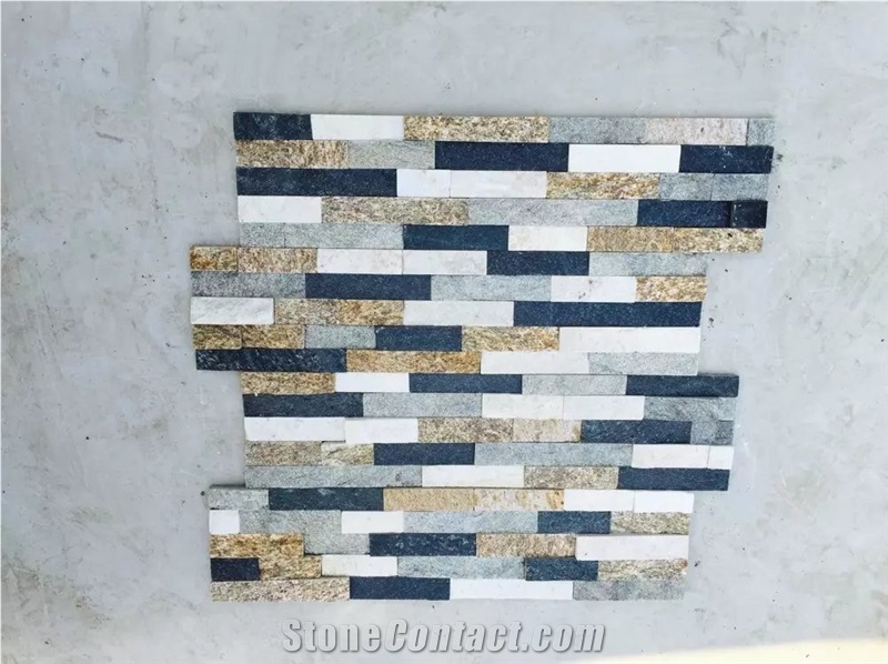 Black White Pink Grey Rustic Mixcolor Quartzite Culture Stone Wallstone Veneer Ledge Stone