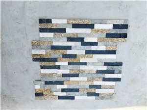 Black White Pink Grey Rustic Mixcolor Quartzite Culture Stone Wallstone Veneer Ledge Stone