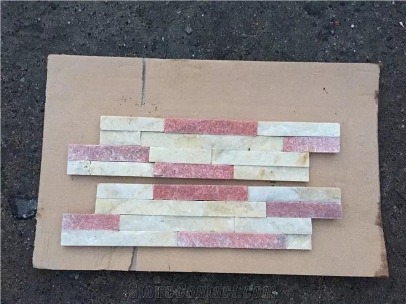 Black White Pink Grey Rustic Mixcolor Quartzite Culture Stone Wallstone Veneer Ledge Stone