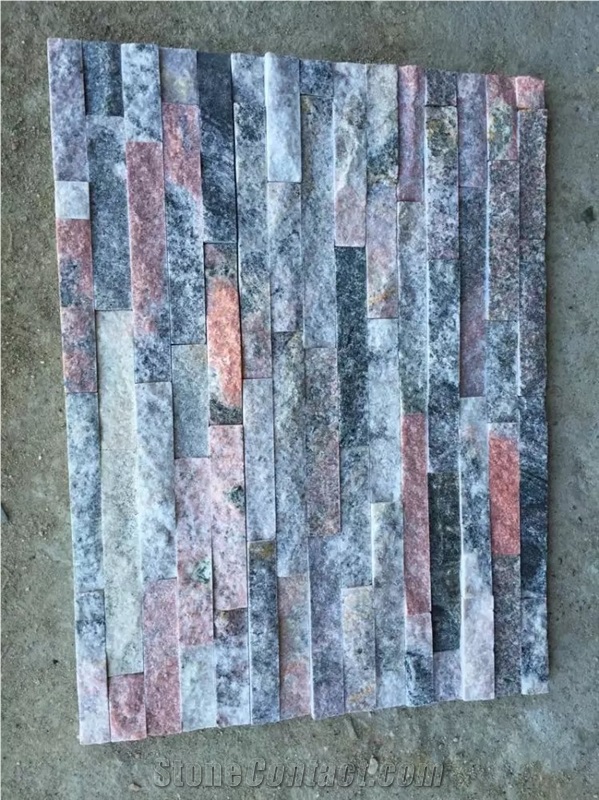 Black White Pink Grey Rustic Mixcolor Quartzite Culture Stone Wallstone Veneer Ledge Stone
