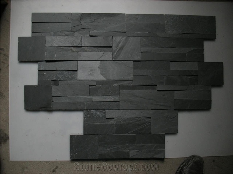 Natural Split Black Slate Cultured Stone / Z Shape (S Shape)Culture Stone Wall Panels,Ledge Stone,Feature Wall,Wall Cladding,Split Face Culture Culture Stone