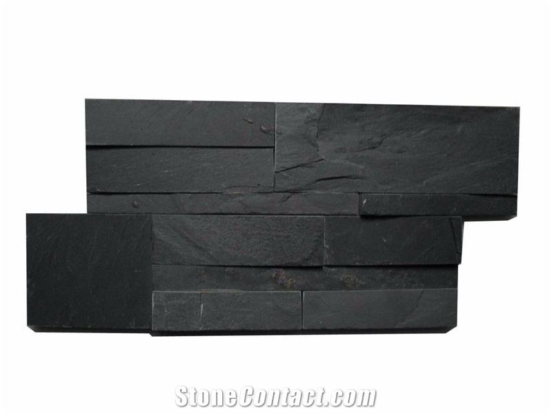 Natural Split Black Slate Cultured Stone / Z Shape (S Shape)Culture Stone Wall Panels,Ledge Stone,Feature Wall,Wall Cladding,Split Face Culture Culture Stone
