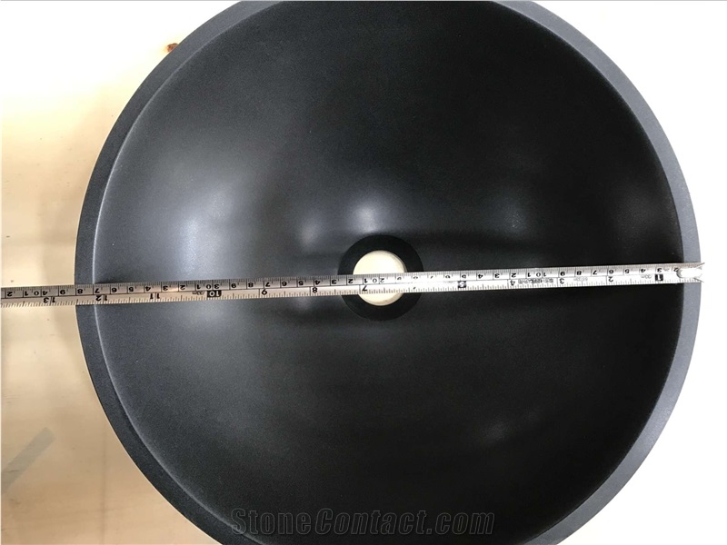 Round Shape Chinese Monglia Black Natural Stone Kitchen/Bathroom Sink/Bowl/Basin, Mongolia Black Basalt Sinks & Basins
