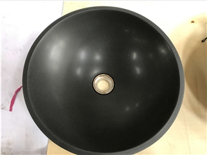 Round Shape Chinese Monglia Black Natural Stone Kitchen/Bathroom Sink/Bowl/Basin, Mongolia Black Basalt Sinks & Basins