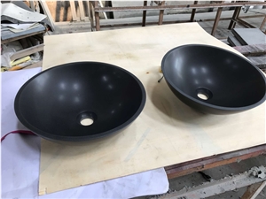 Round Shape Chinese Monglia Black Natural Stone Kitchen/Bathroom Sink/Bowl/Basin, Mongolia Black Basalt Sinks & Basins