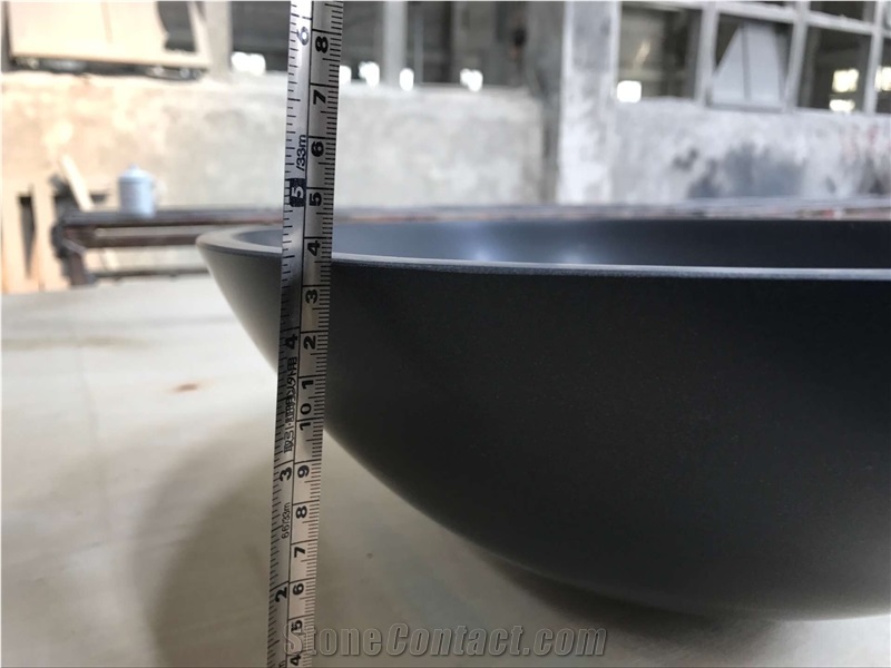 Round Shape Chinese Monglia Black Natural Stone Kitchen/Bathroom Sink/Bowl/Basin, Mongolia Black Basalt Sinks & Basins