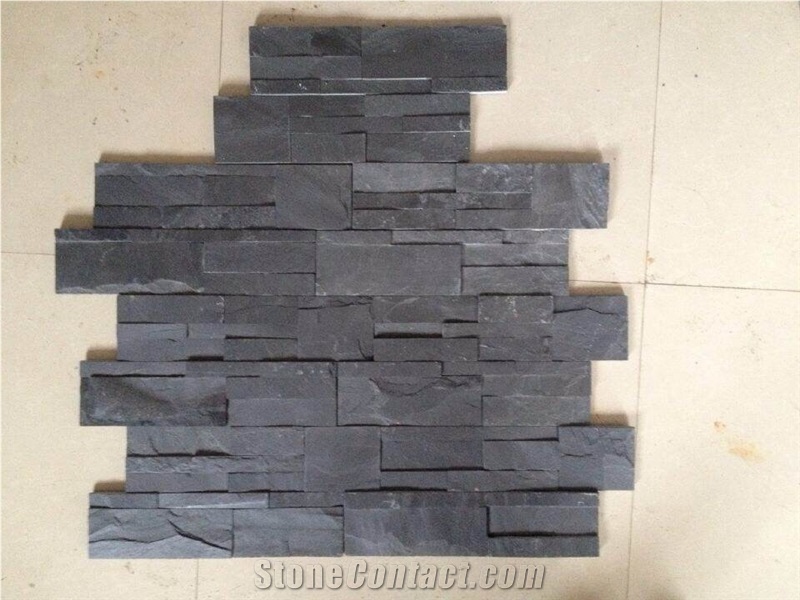 Wall Panels.Ledge Stone,Black Slate Culture Stone,Cultured Stone,Split Face Culture Stone,Slate Wall Cladding,Feature Wall,Stacked Stone Veneer