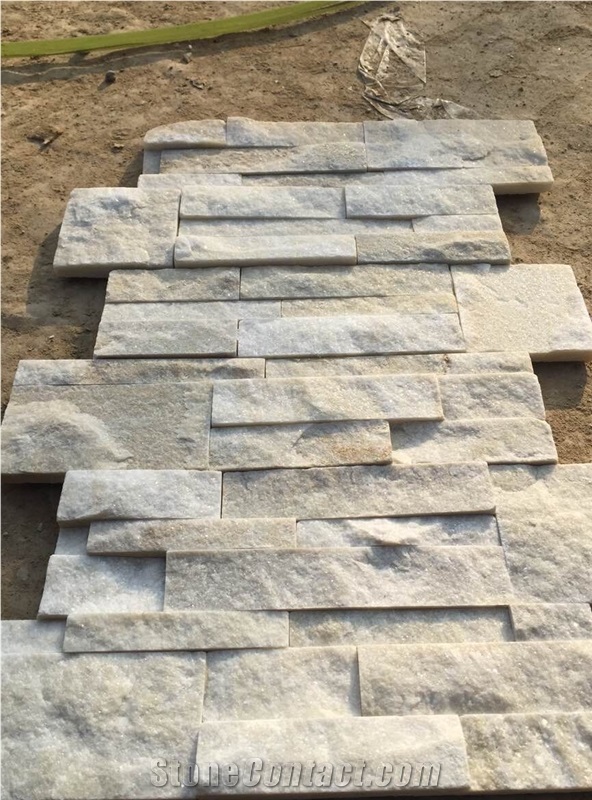 White /Golden Coast Quartzite Wall Panels/Wall Cladding/Ledge Stone/Culture Stone/Natural Ledge Stone/Split Face Culture Stone
