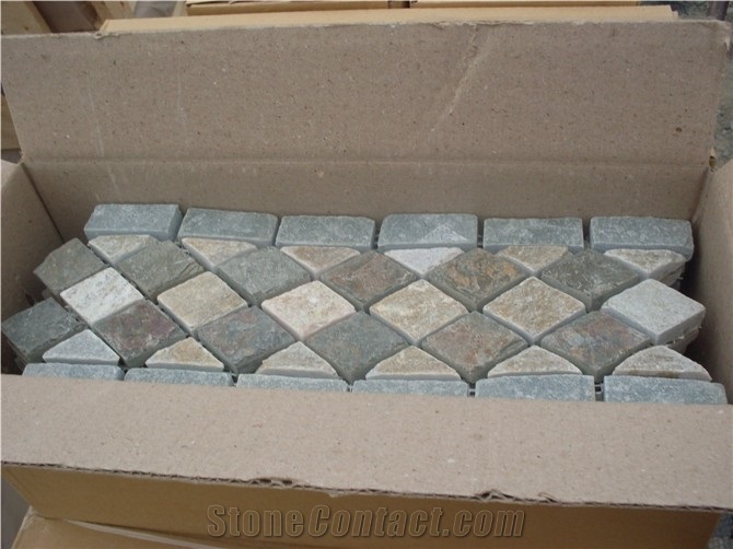White Grey Black Yellow Multicolor Slate Mosaic
