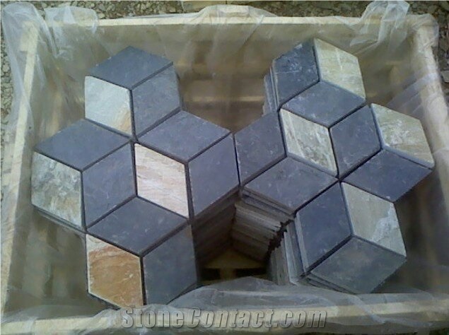 White Grey Black Yellow Multicolor Slate Mosaic
