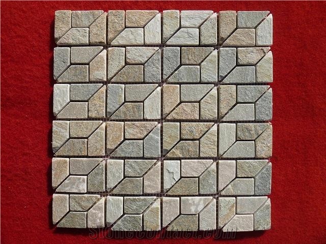 White Grey Black Yellow Multicolor Slate Mosaic