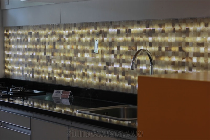Bali Honey Onyx Stone Mosaic / Indonesia Onyx Mosaic / Kitchen Onyx Polished Mosaic / Wall Mosaic / Tumbled Mosaic / Indonesia Onyx Mosaic