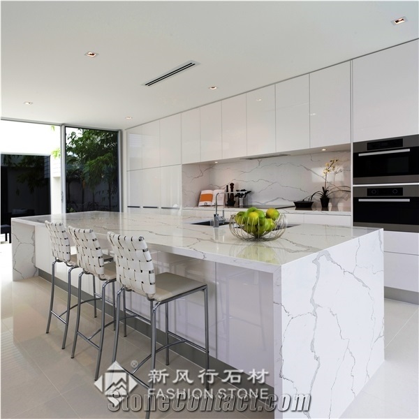 Quartz Surface/Manmade Stone/Calacatta Vagli Quartz Countertops/ Kitchen Island Tops/Foshan,China