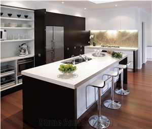 White Quartz Stone Kitchen Countertops/Quartz Stone Tops/Quartz Kitchen Island Tops