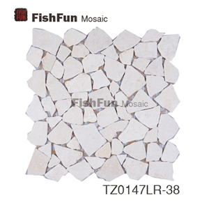 Beige Galala Marble Mosaic, Beige Marble Mosaic, Random Size, Matt Surface, Garden & Balcony Marble Mosaic, Kitchen Marble Mosaic