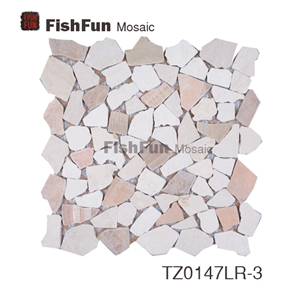 Beige Marble Mosaic, Random Size, Matt Surface, Garden & Balcony Marble Mosaic, Kitchen Marble Mosaic