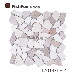 Beige Marble Mosaic, Random Size, Matt Surface, Garden & Balcony Marble Mosaic, Kitchen Marble Mosaic